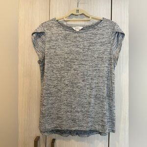 Market & Spruce‎ Petite Large Black White Knit Top Button Back Stretch